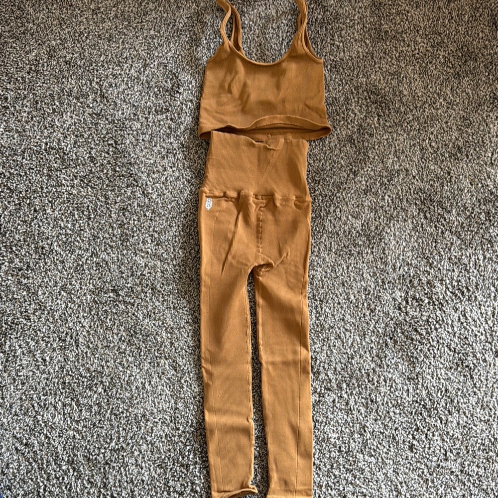 Women's Tan workout set free people go movement